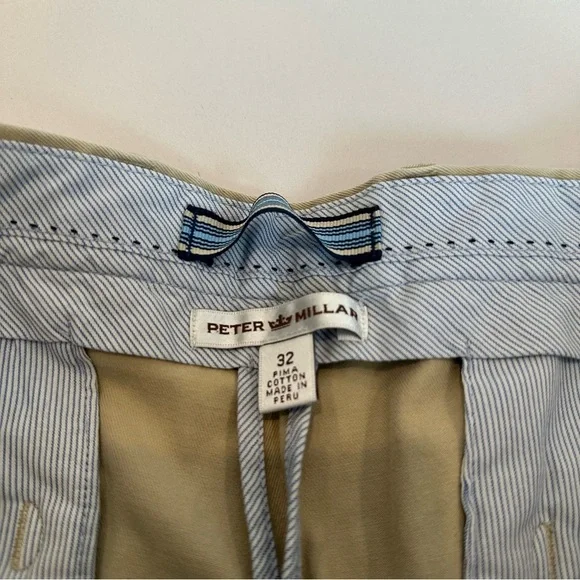 Peter Millar 8” Golf Shorts Chino Brown Preppy Mens Nice Khaki Pants Size 32 - Picture 5 of 8